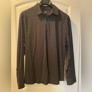 Express Men's Black Patterned Button Down Shirt
